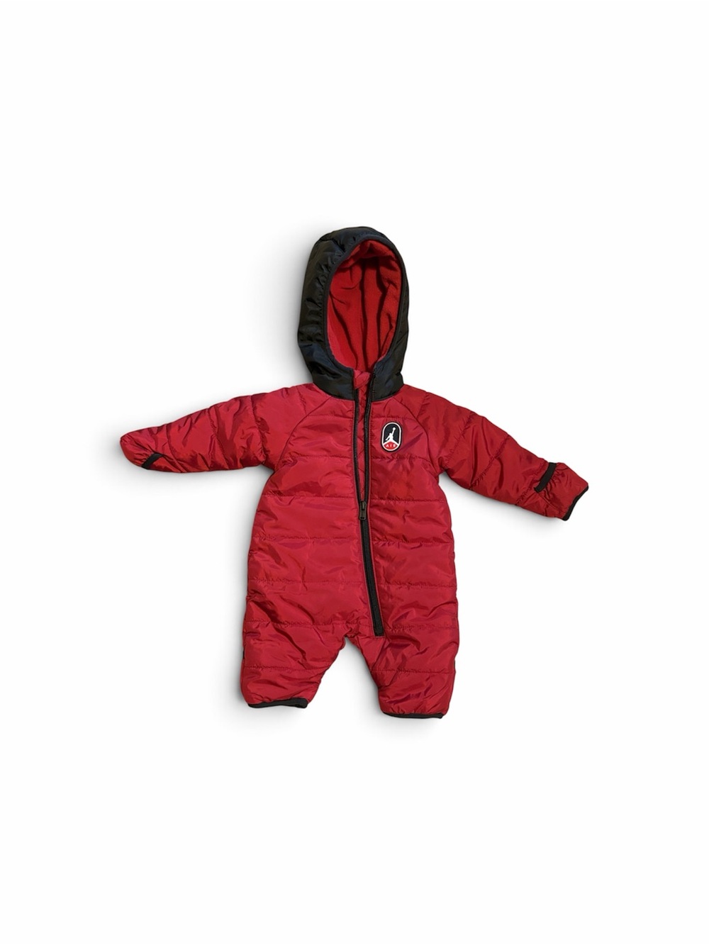 Jordan Red/Black Hooded Puffer One-Piece Snowsuit for Kids